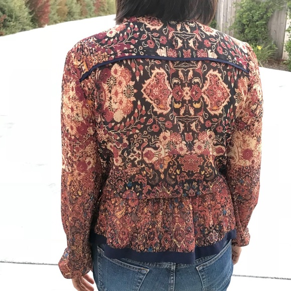 ANTHRO Sanctuary Pleated long sleeve brown boho - Picture 3 of 8